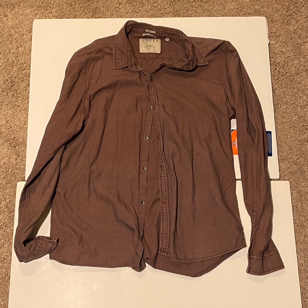 GUESS brand red/maroon button up shirt